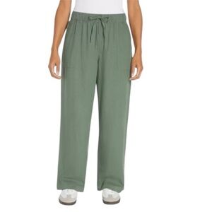 GAP Green Relaxed Pants Wide Leg Linen Blend Drawstring XL NWT